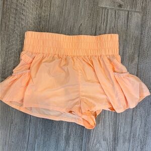 Peach Ruffled Shorts